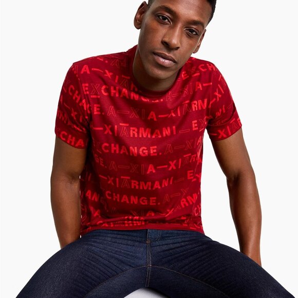 ARMANI EXCHANGE ALL OVER LOGO SS T-SHIRT (SMALL) NWT - Picture 1 of 3